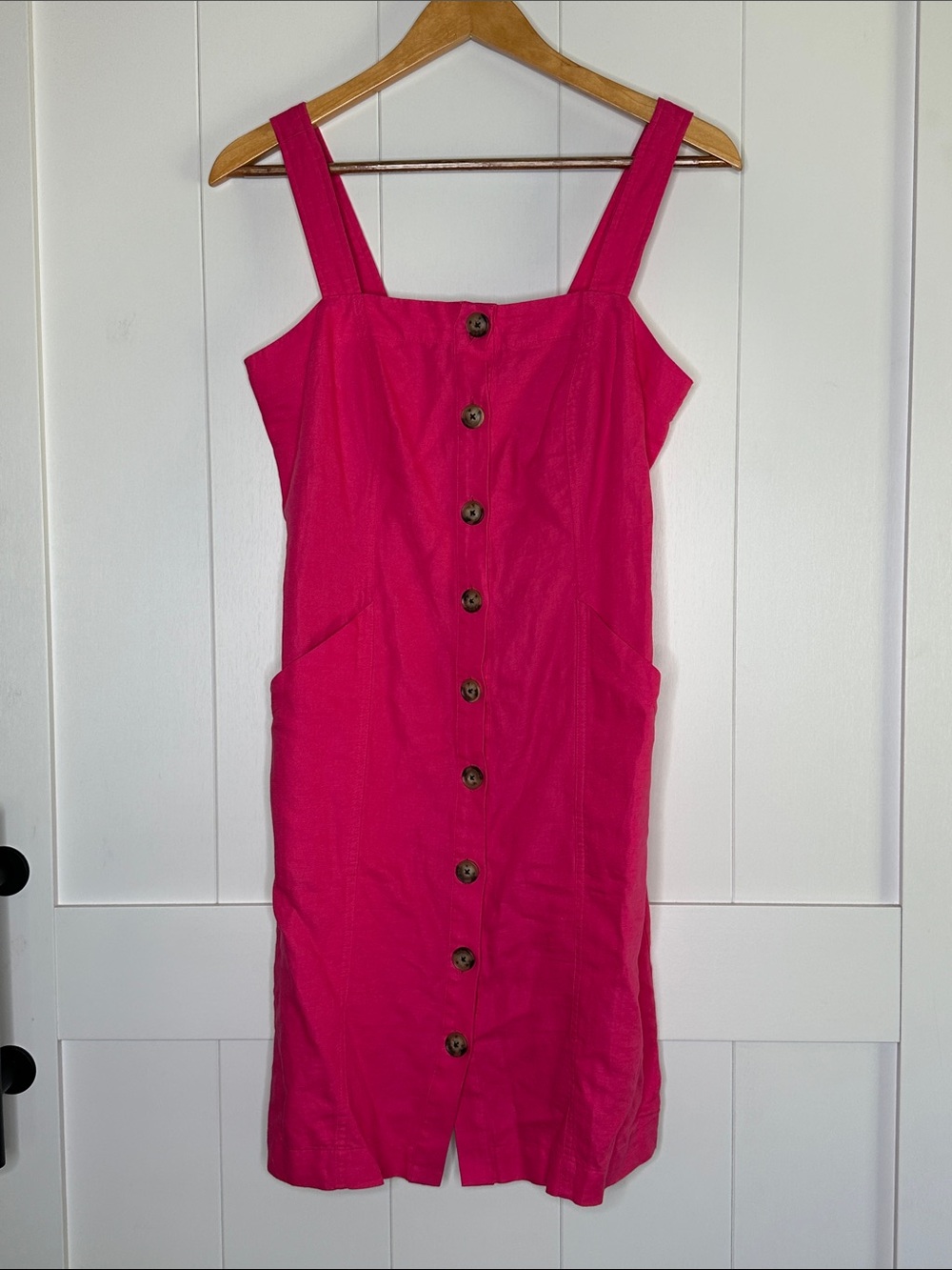 J. Crew Hot Pink Button-Front Midi Dress Size 0P